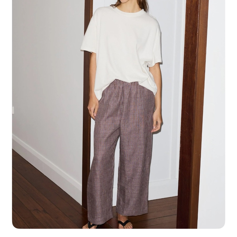 Linen Ease Trousers - Russet Check